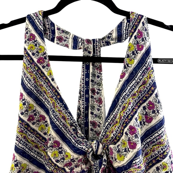 Free People cotton Love Charm T back crop top Size M Ruffle hem and tie front - Picture 3 of 10